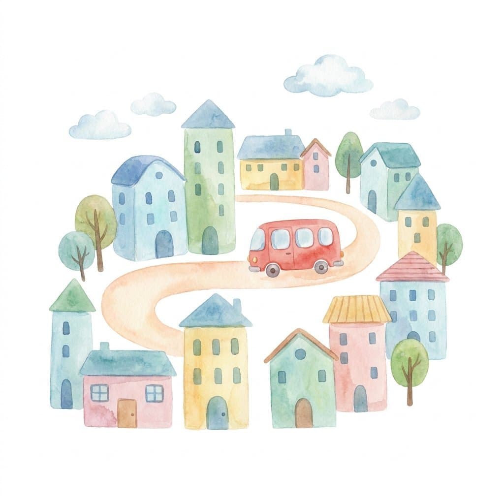town flashcard illustration